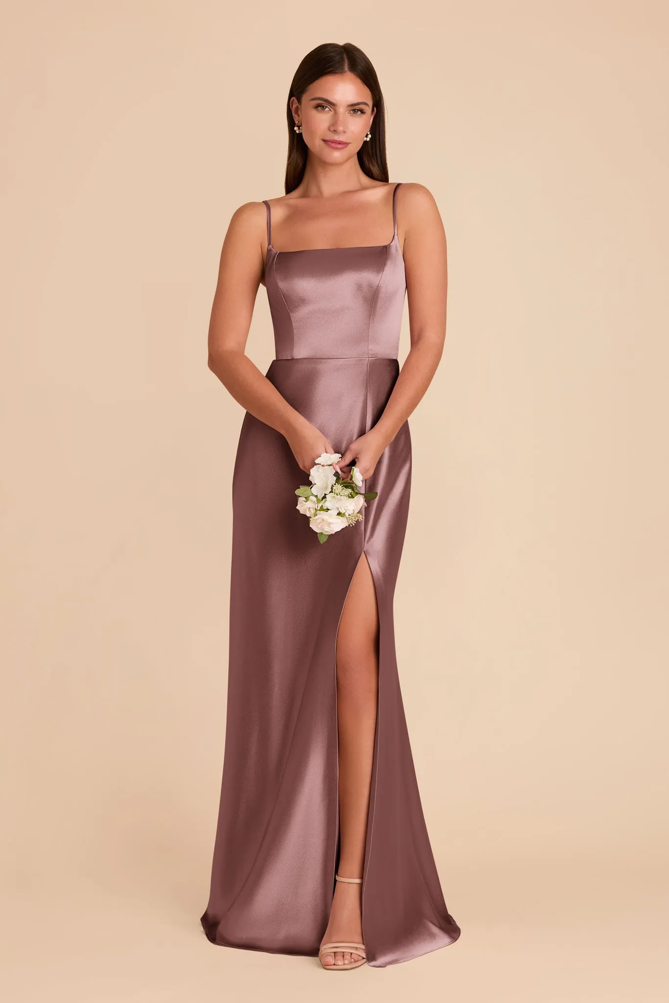 Mai Shiny Satin Dress - Dark Mauve sold by Birdy Grey product image thumbnail 3