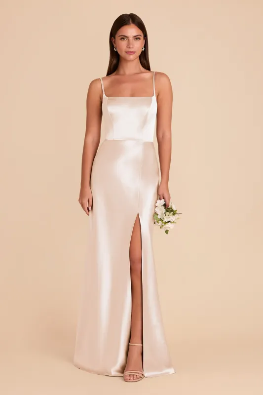 Mai Shiny Satin Dress - Champagne sold by Birdy Grey