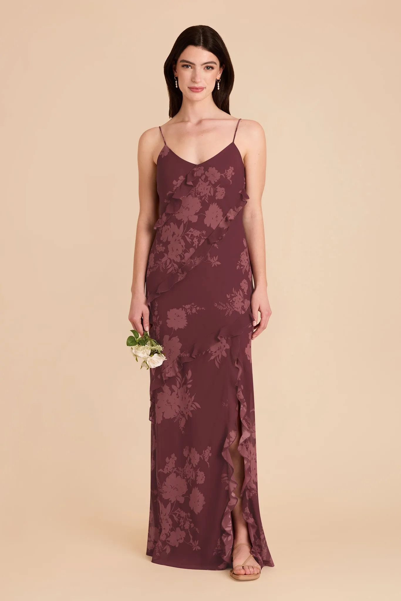 Valentina Chiffon Dress - Sangria Whimsical Blooms sold by Birdy Grey product image thumbnail 2