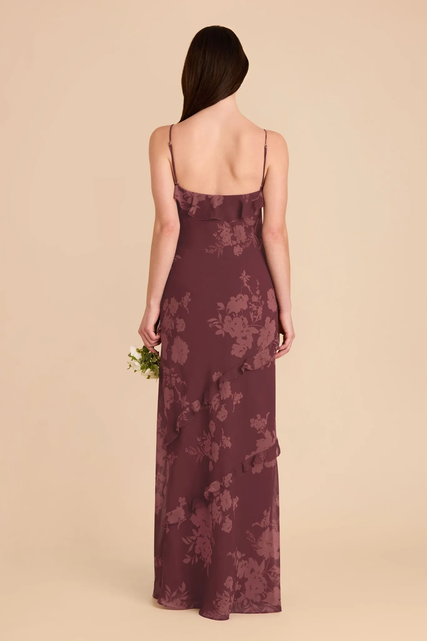 Valentina Chiffon Dress - Sangria Whimsical Blooms sold by Birdy Grey product image thumbnail 4