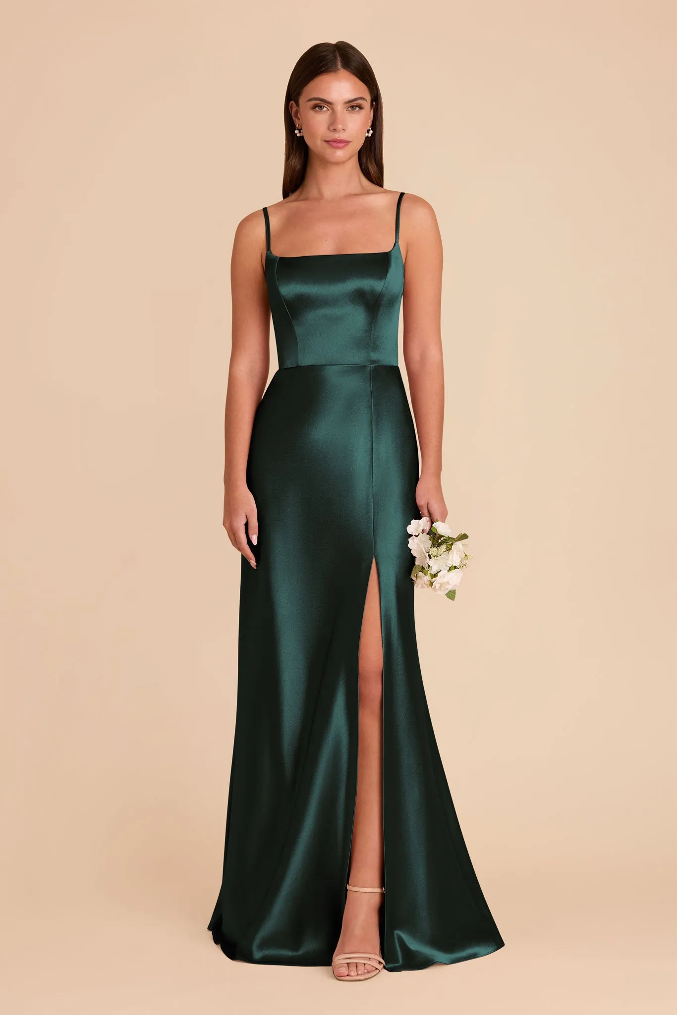 Mai Shiny Satin Dress - Emerald sold by Birdy Grey