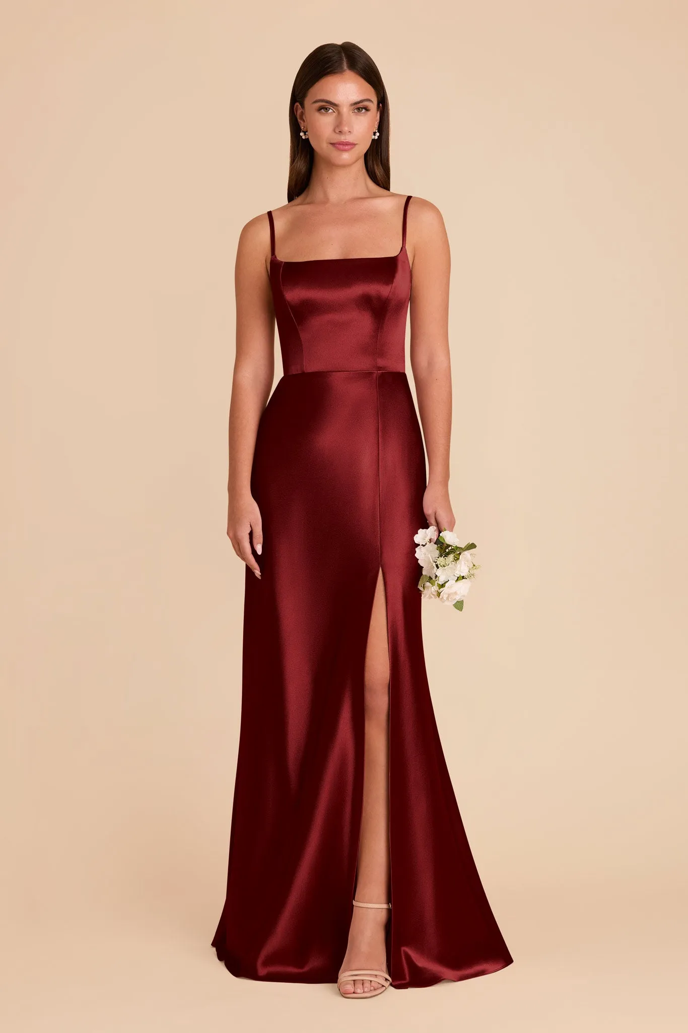 Mai Shiny Satin Dress - Cabernet sold by Birdy Grey