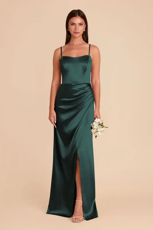 Anne Shiny Satin Dress - Emerald sold by Birdy Grey