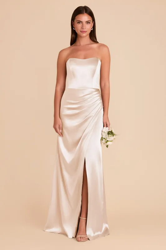 Anne Shiny Satin Dress - Champagne sold by Birdy Grey