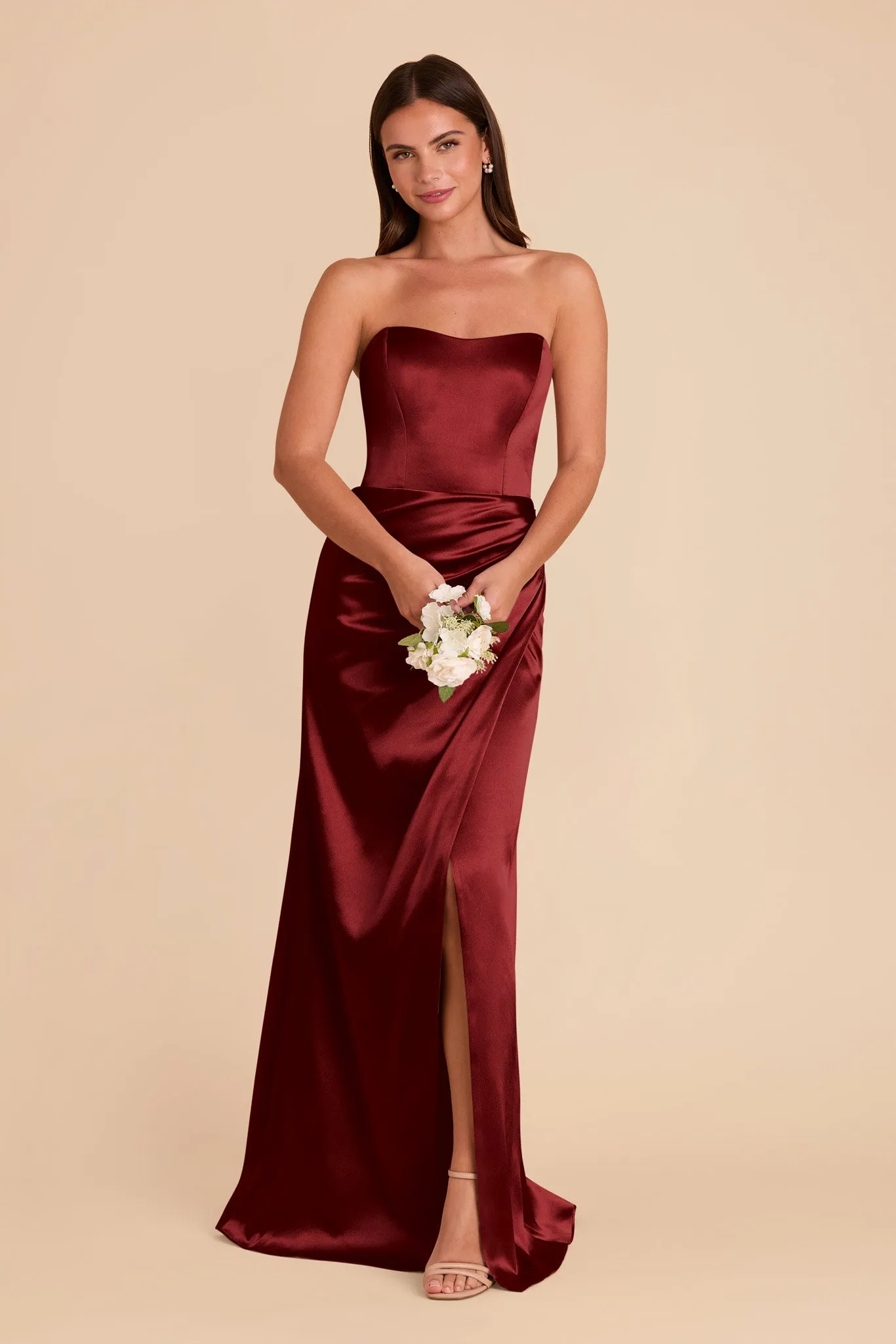 Anne Shiny Satin Dress - Cabernet sold by Birdy Grey product image thumbnail 3