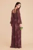 Eloise Chiffon Dress - Sangria Whimsical Blooms sold by Birdy Grey