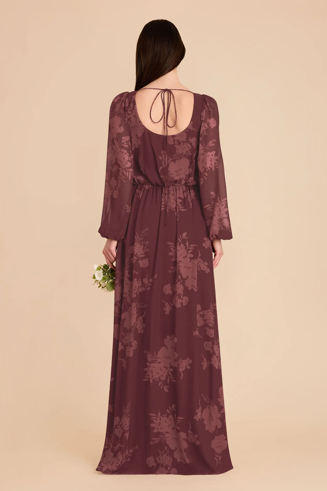 Eloise Chiffon Dress - Sangria Whimsical Blooms sold by Birdy Grey product image thumbnail 5