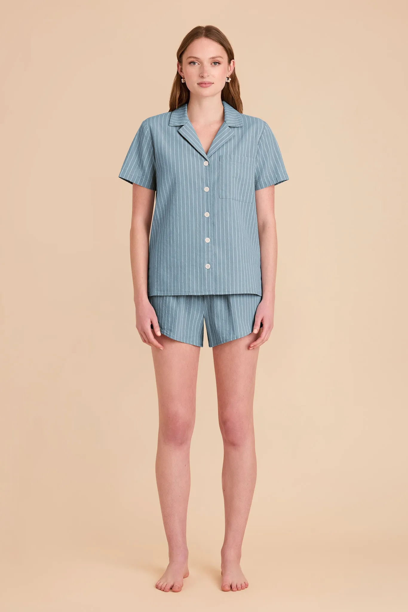 Atticus Pajama Set - Dusty Blue Stripe sold by Birdy Grey product image thumbnail 3