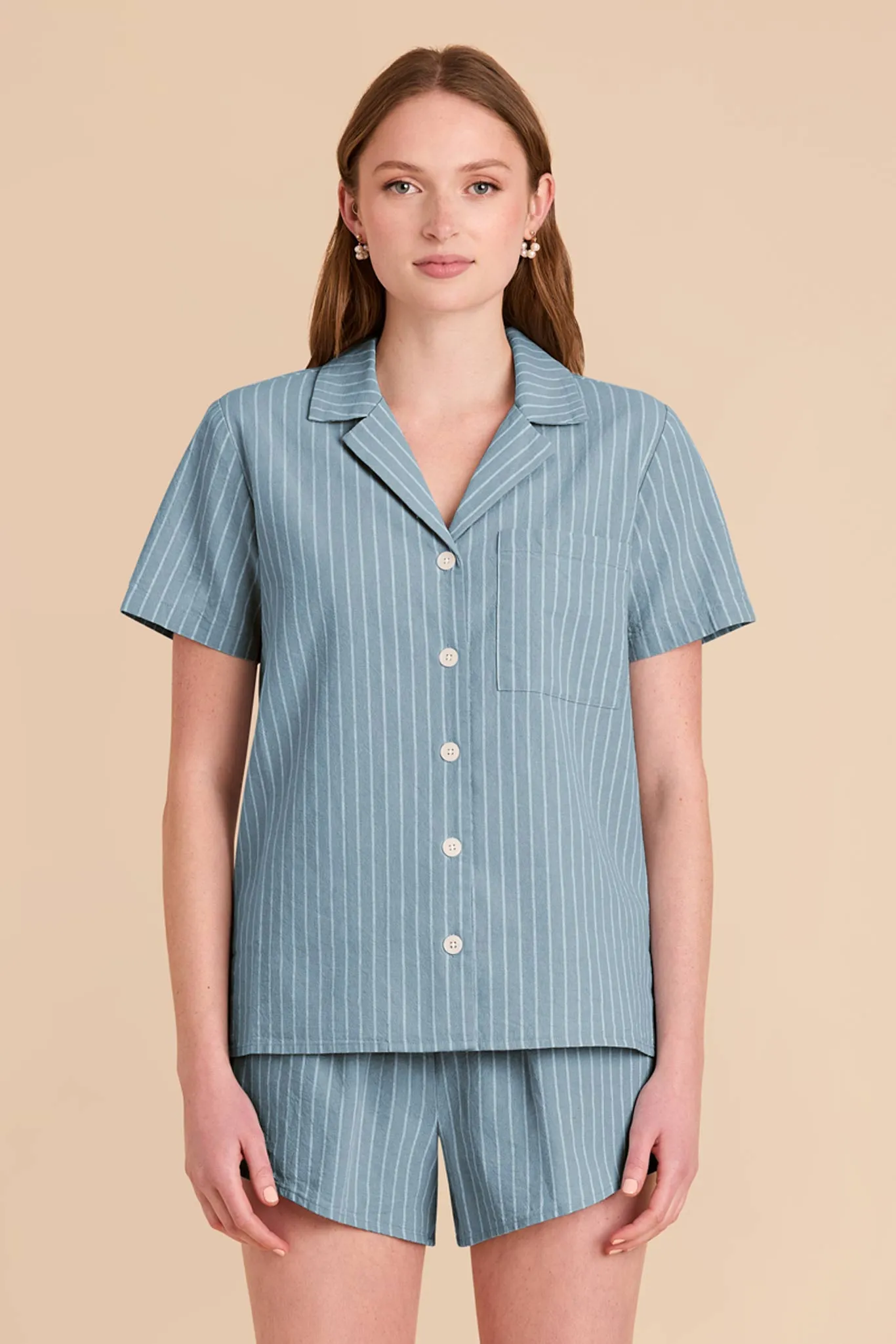 Atticus Pajama Set - Dusty Blue Stripe sold by Birdy Grey product image thumbnail 4