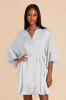 Kenny Ruffle Satin Robe - Mist Blue sold by Birdy Grey