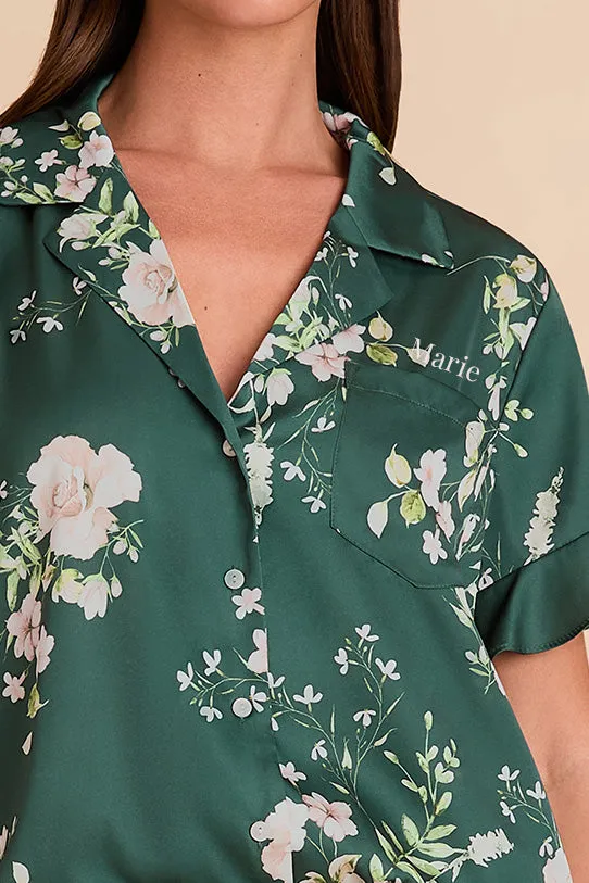 Esther Ruffled Short Sleeve Pajama Set - Emerald Garden Party sold by Birdy Grey product image thumbnail 2