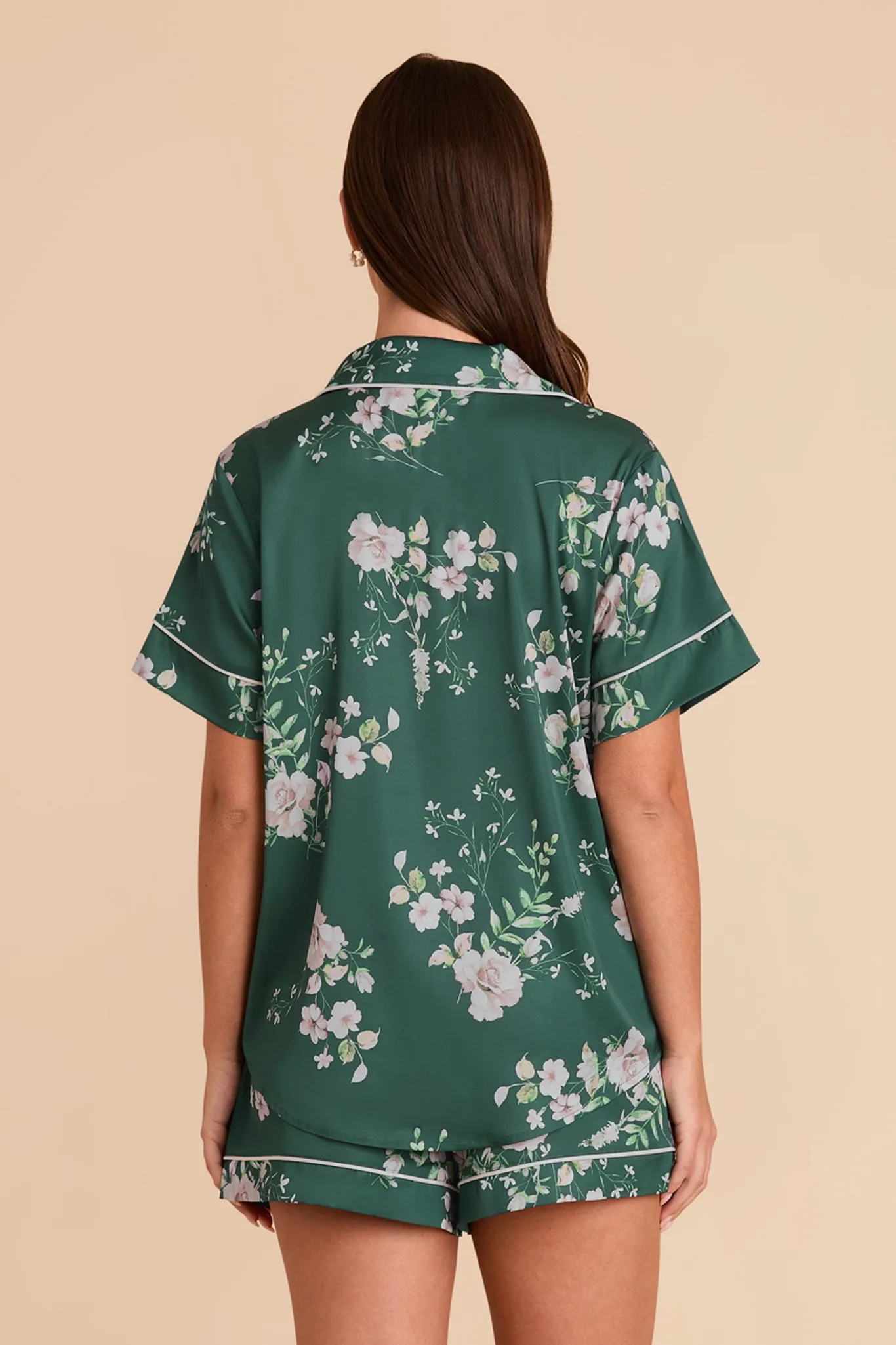 Jonny Satin Floral Pajama Set - Emerald Garden Party sold by Birdy Grey product image thumbnail 4