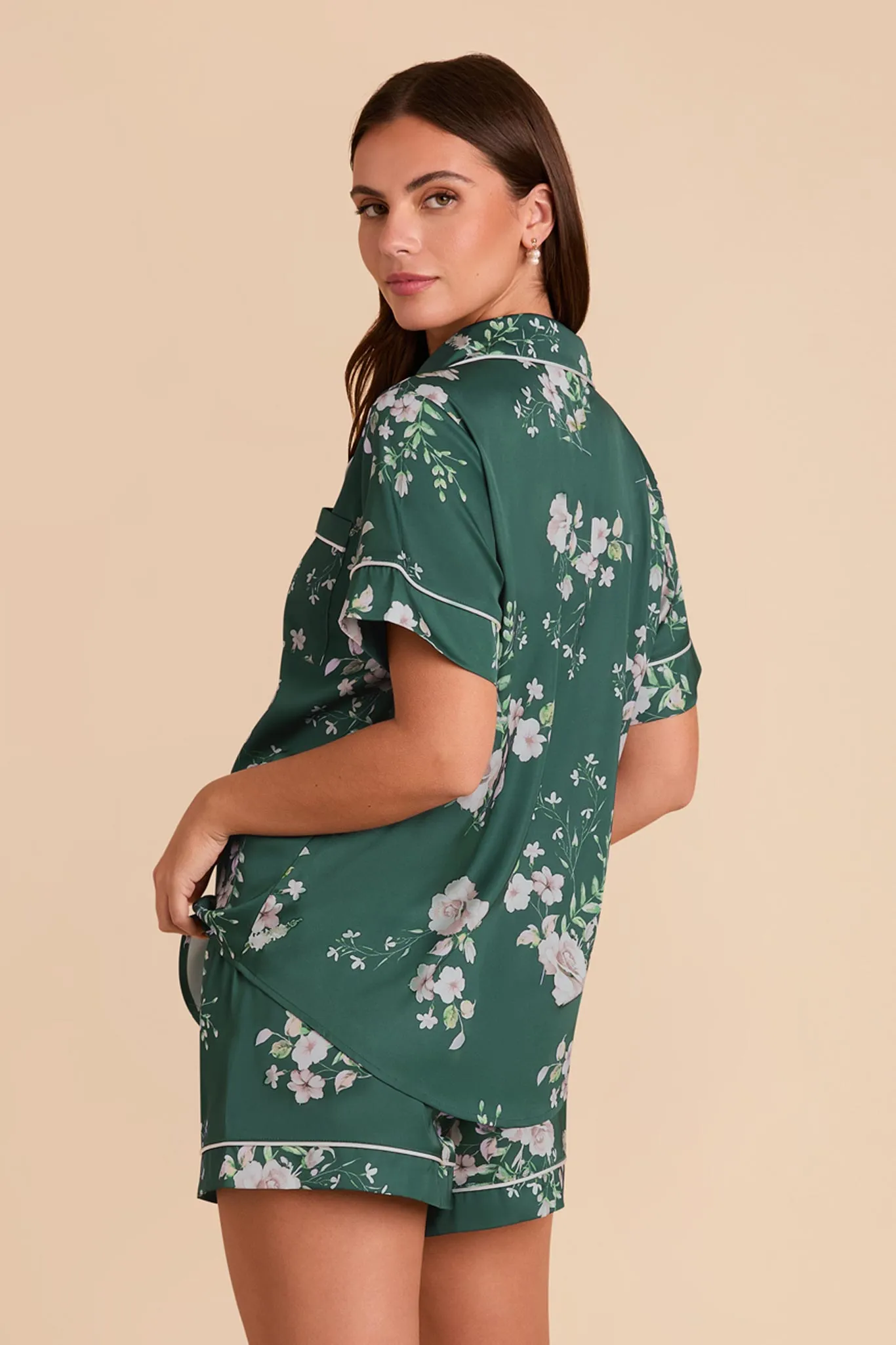 Jonny Satin Floral Pajama Set - Emerald Garden Party sold by Birdy Grey product image thumbnail 5