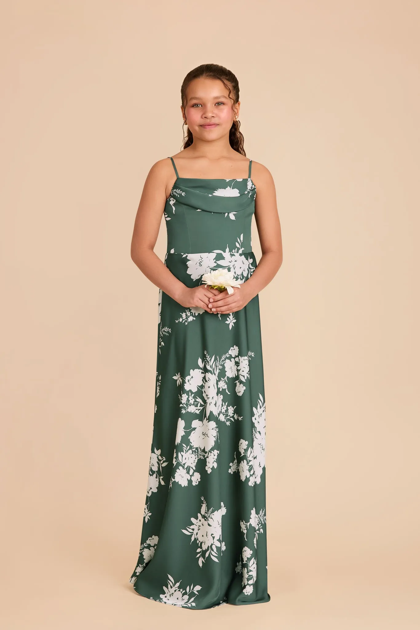 Mimi Junior Matte Satin Dress - Eucalyptus Whimsical Blooms sold by Birdy Grey product image thumbnail 3