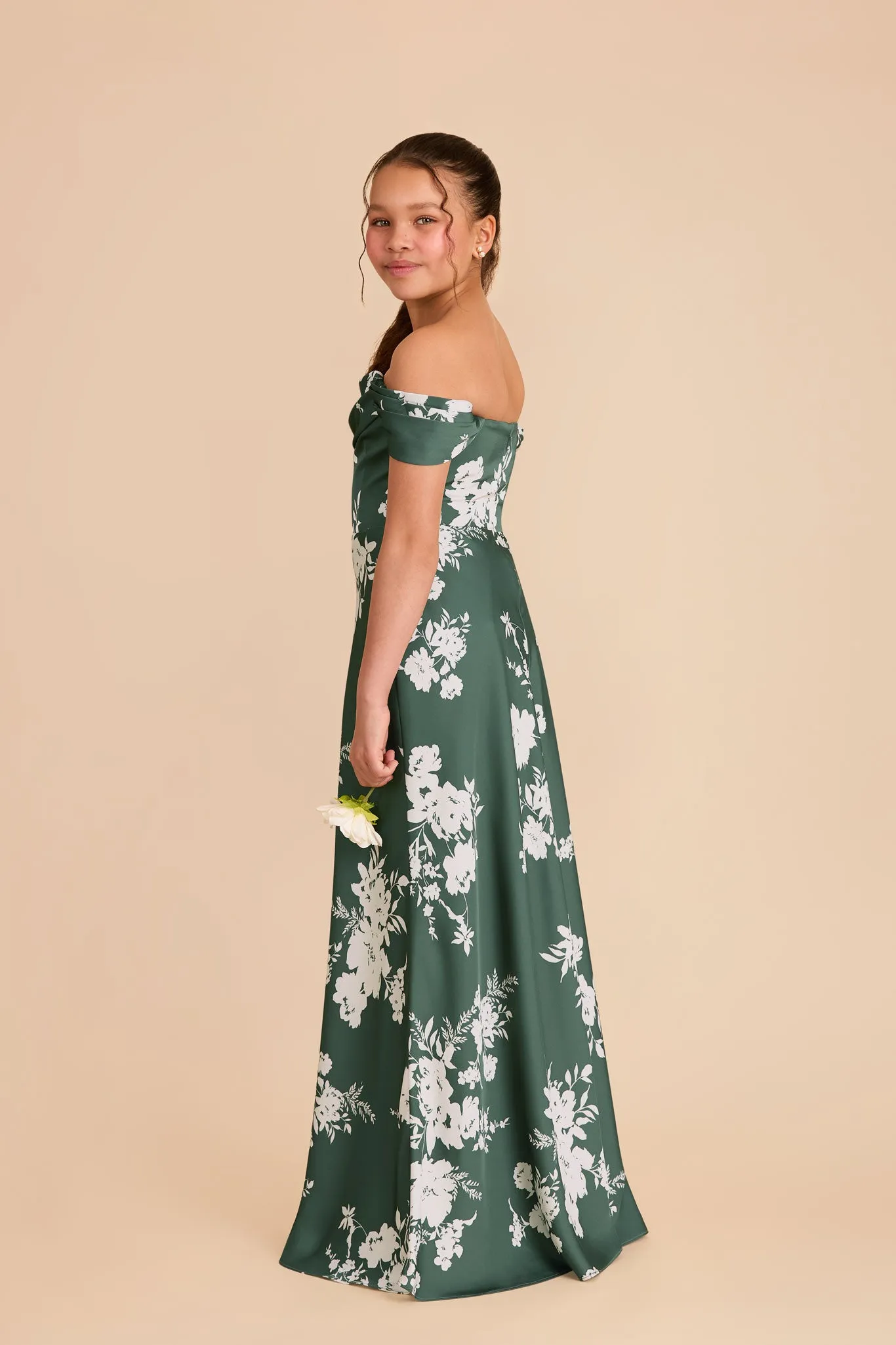 Mimi Junior Matte Satin Dress - Eucalyptus Whimsical Blooms sold by Birdy Grey product image thumbnail 5