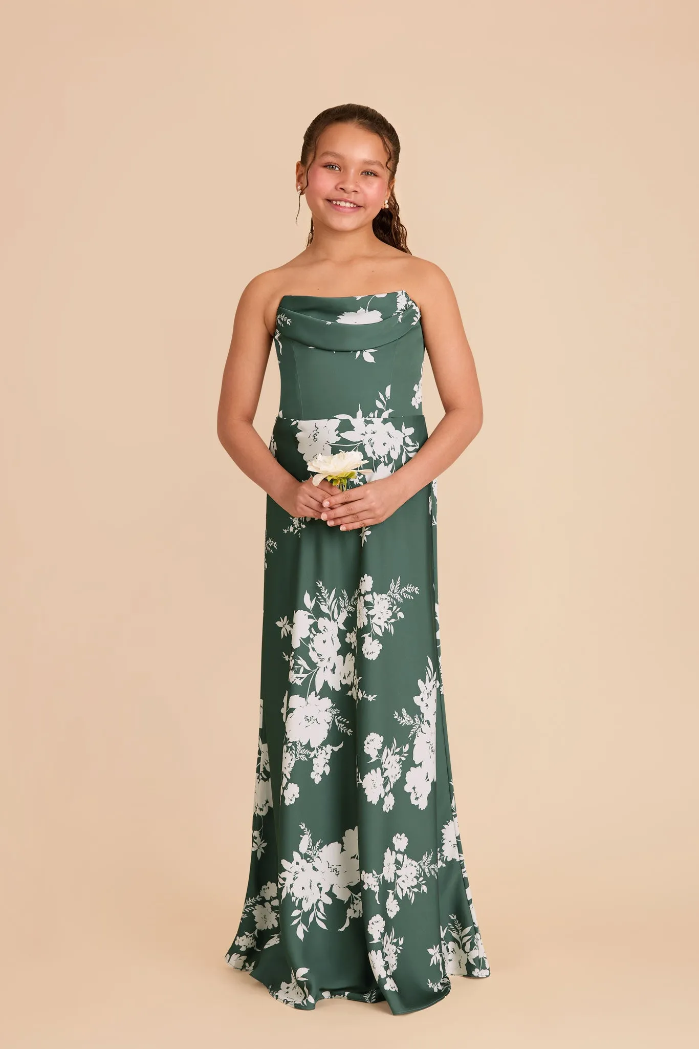 Mimi Junior Matte Satin Dress - Eucalyptus Whimsical Blooms sold by Birdy Grey product image thumbnail 2