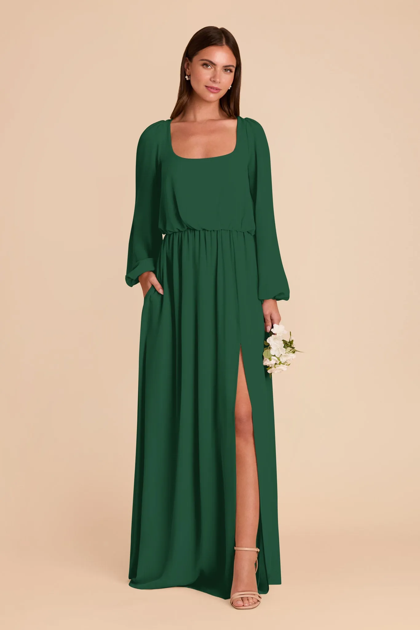 Eloise Chiffon Dress - Forest Green sold by Birdy Grey