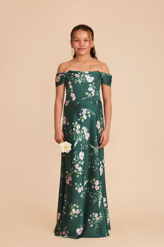 Mimi Junior Matte Satin Dress - Emerald Garden Party sold by Birdy Grey