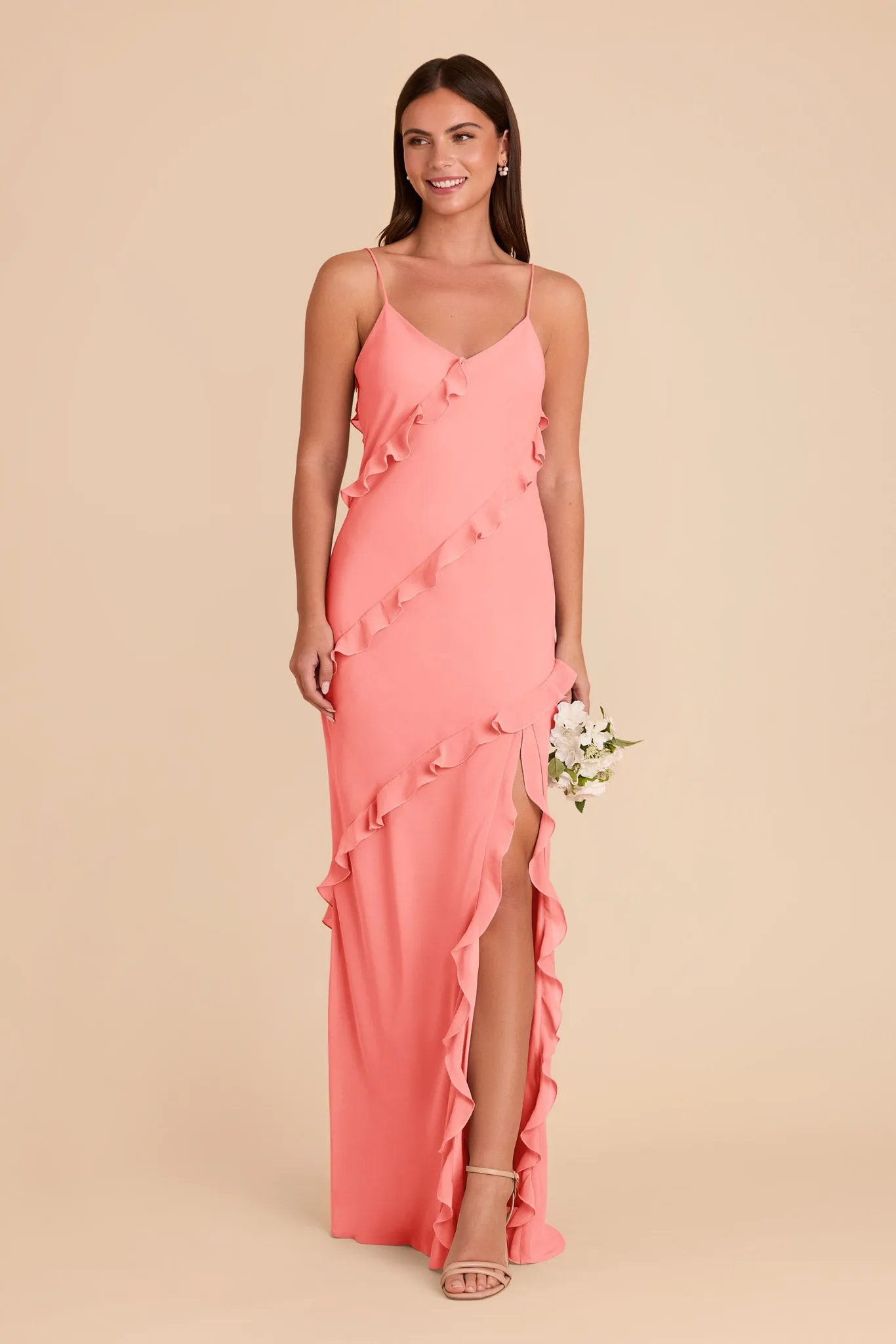 Valentina Chiffon Dress - Coral Pink sold by Birdy Grey product image thumbnail 3