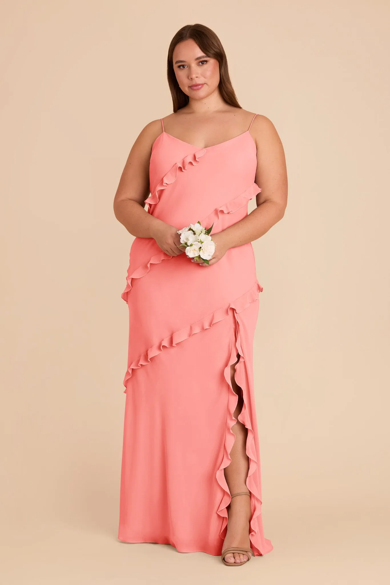 Valentina Chiffon Dress - Coral Pink sold by Birdy Grey product image thumbnail 2