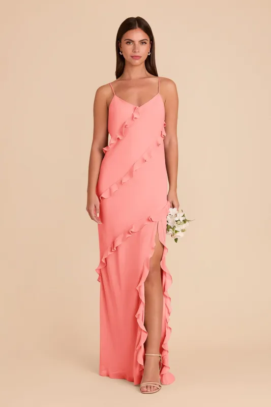 Valentina Chiffon Dress - Coral Pink sold by Birdy Grey