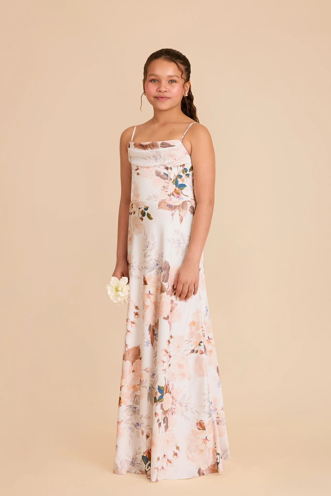 Mimi Junior Matte Satin Dress - Champagne Cascadia Bouquet sold by Birdy Grey product image thumbnail 2