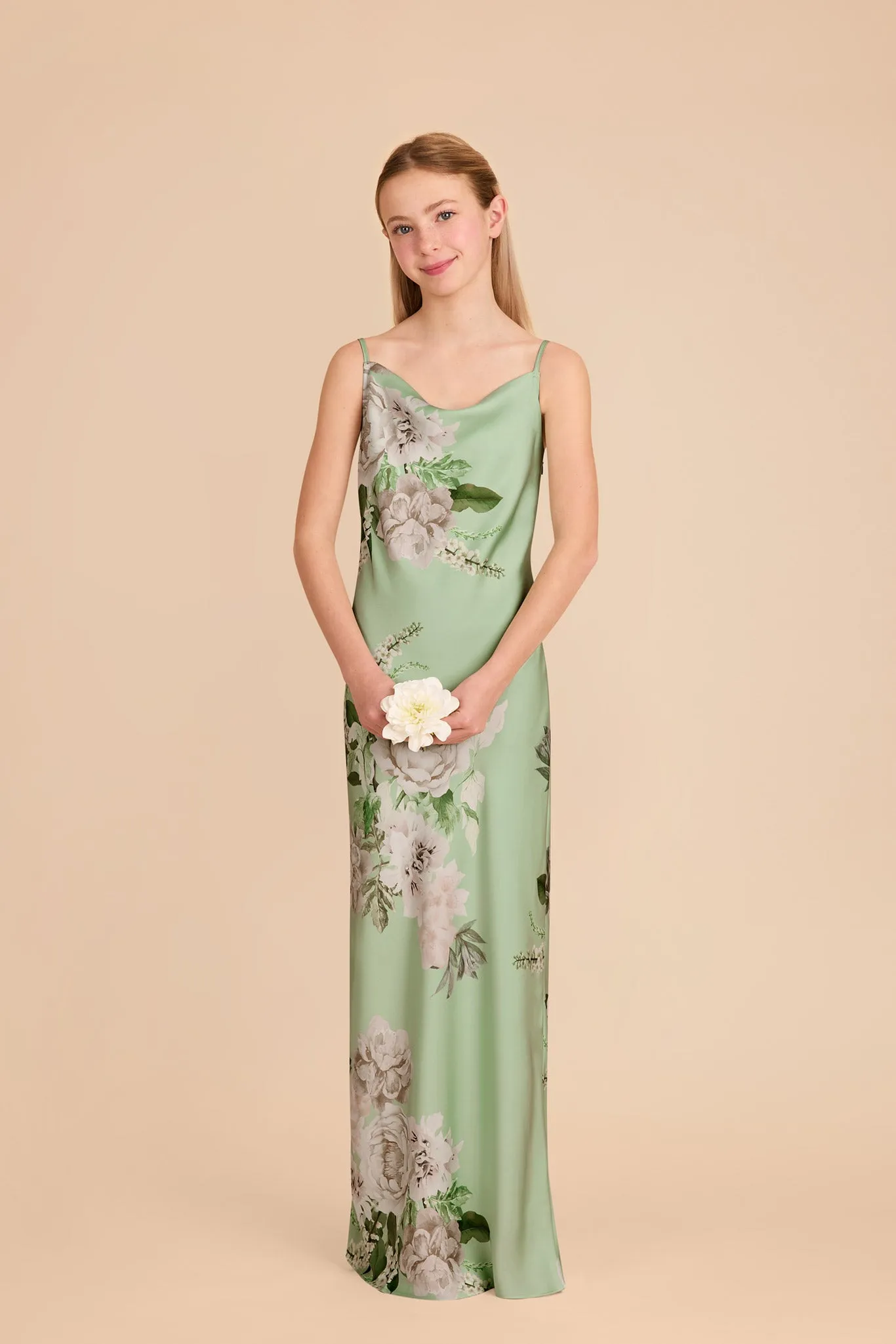 Elisa Junior Matte Satin Dress - Pistachio Garden Bloom sold by Birdy Grey product image thumbnail 2