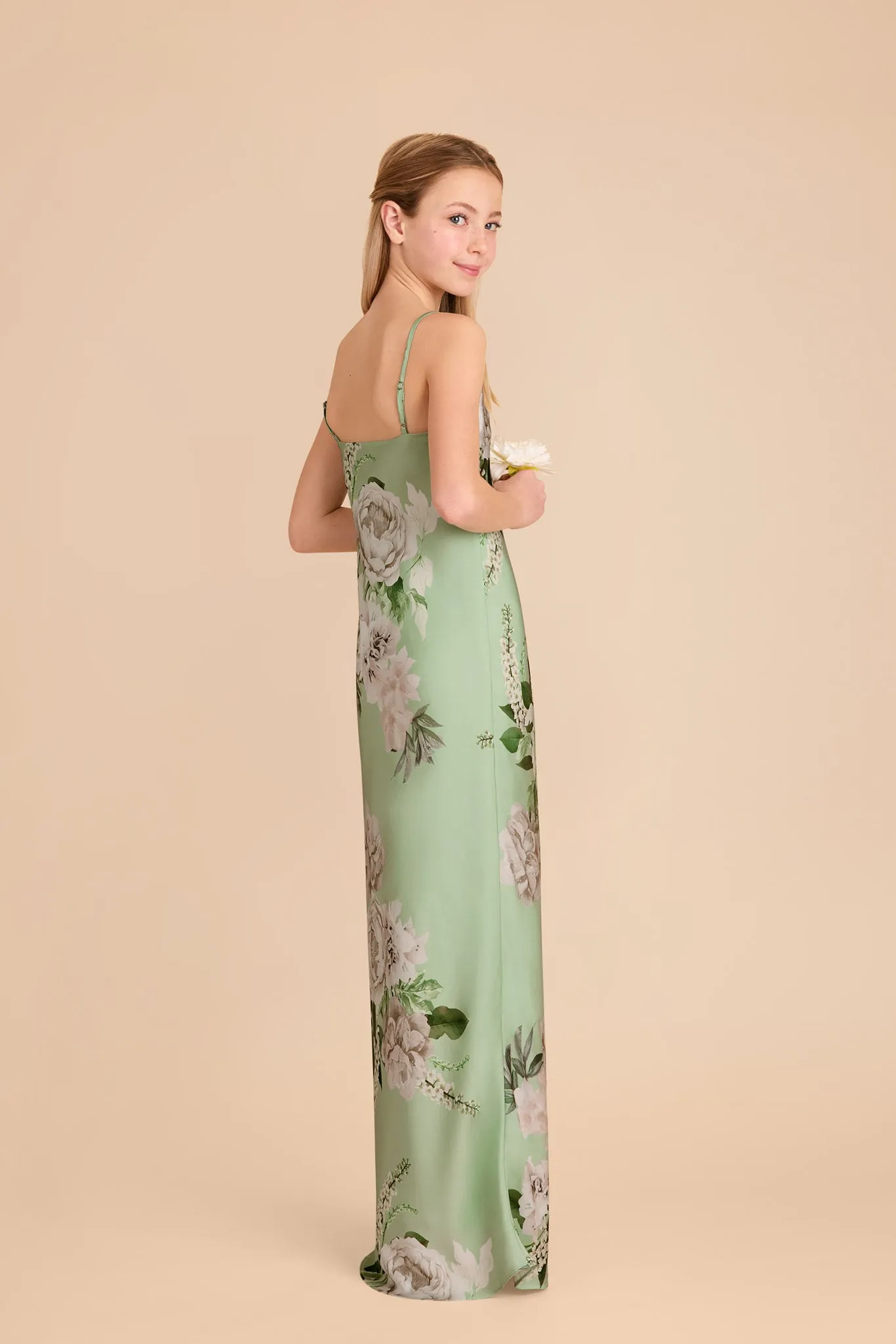 Elisa Junior Matte Satin Dress - Pistachio Garden Bloom sold by Birdy Grey product image thumbnail 3