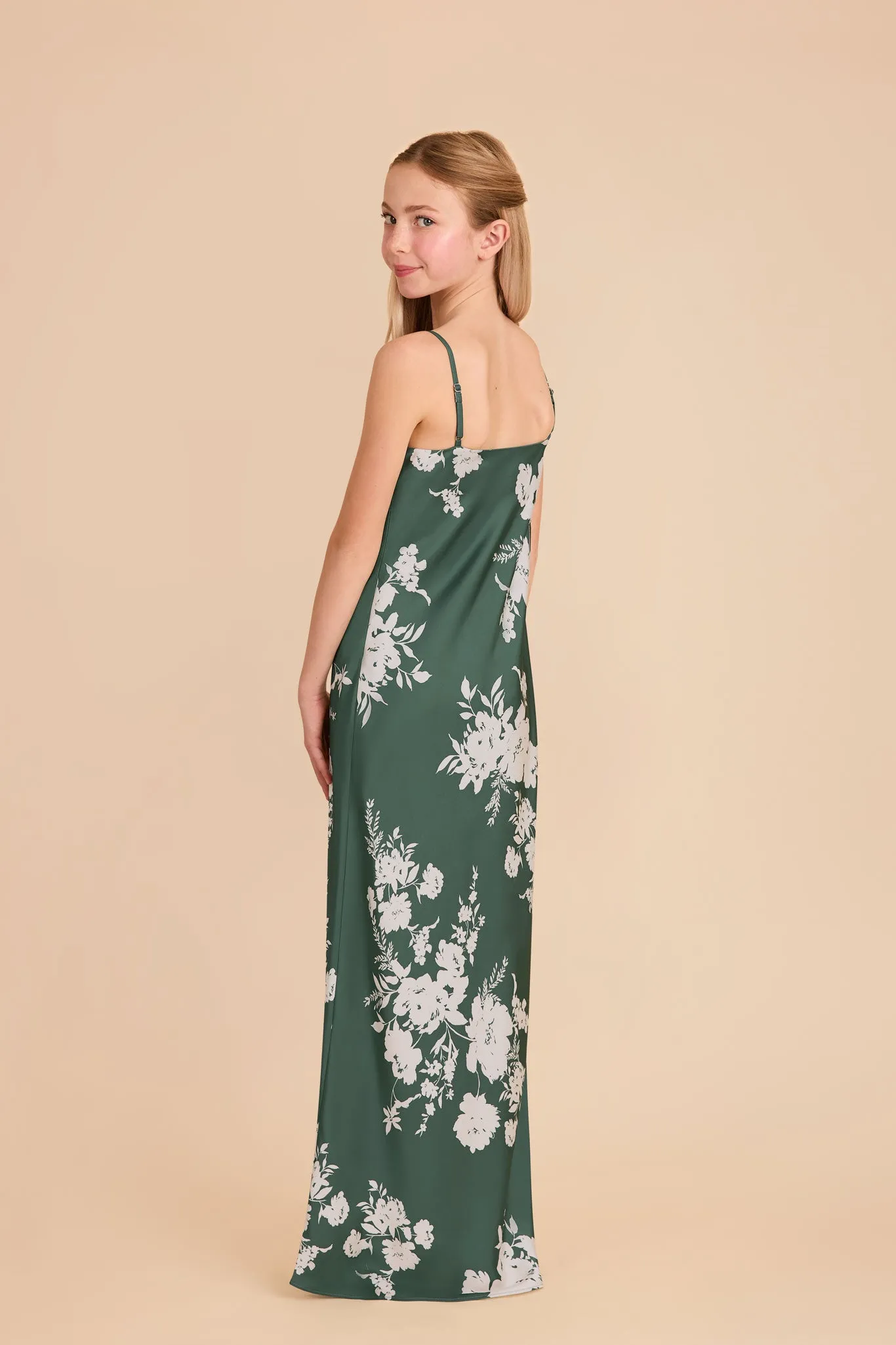 Elisa Junior Matte Satin Dress - Eucalyptus Whimsical Blooms sold by Birdy Grey product image thumbnail 3