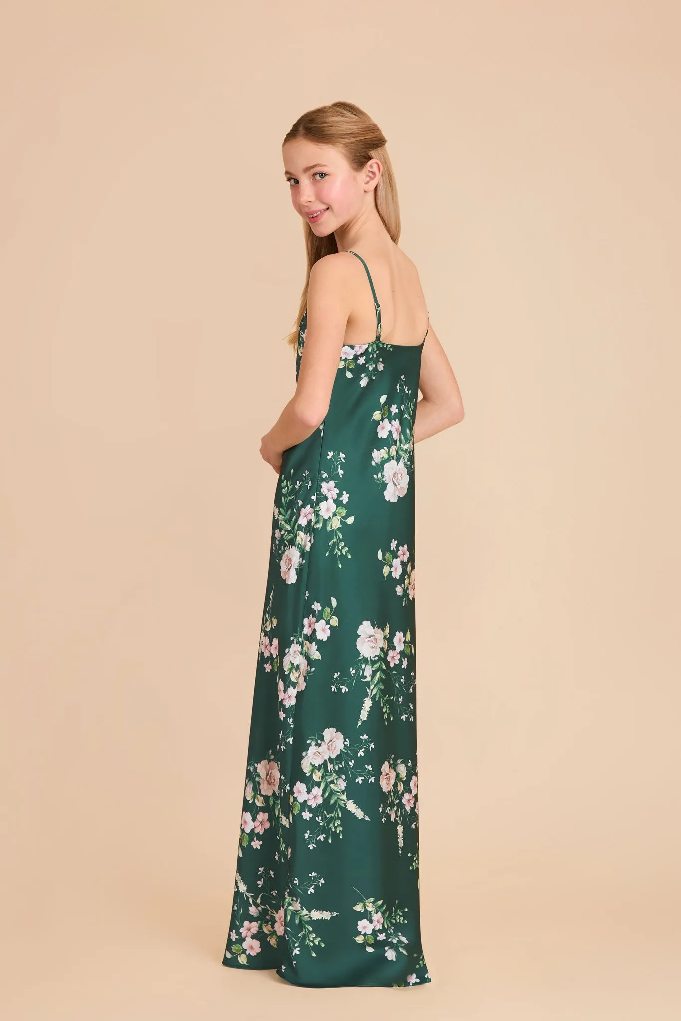Elisa Junior Matte Satin Dress - Emerald Garden Party sold by Birdy Grey product image thumbnail 3