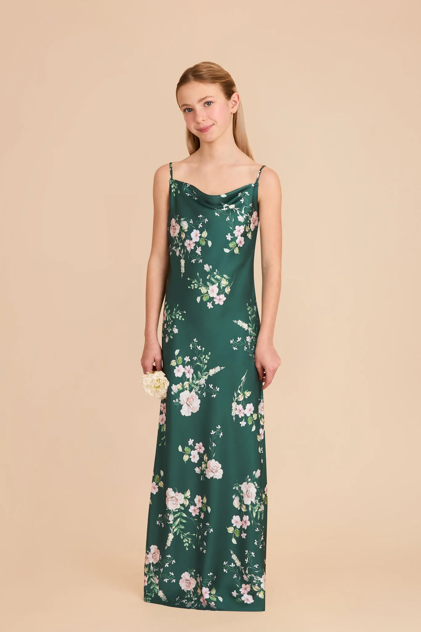 Elisa Junior Matte Satin Dress - Emerald Garden Party sold by Birdy Grey product image thumbnail 2