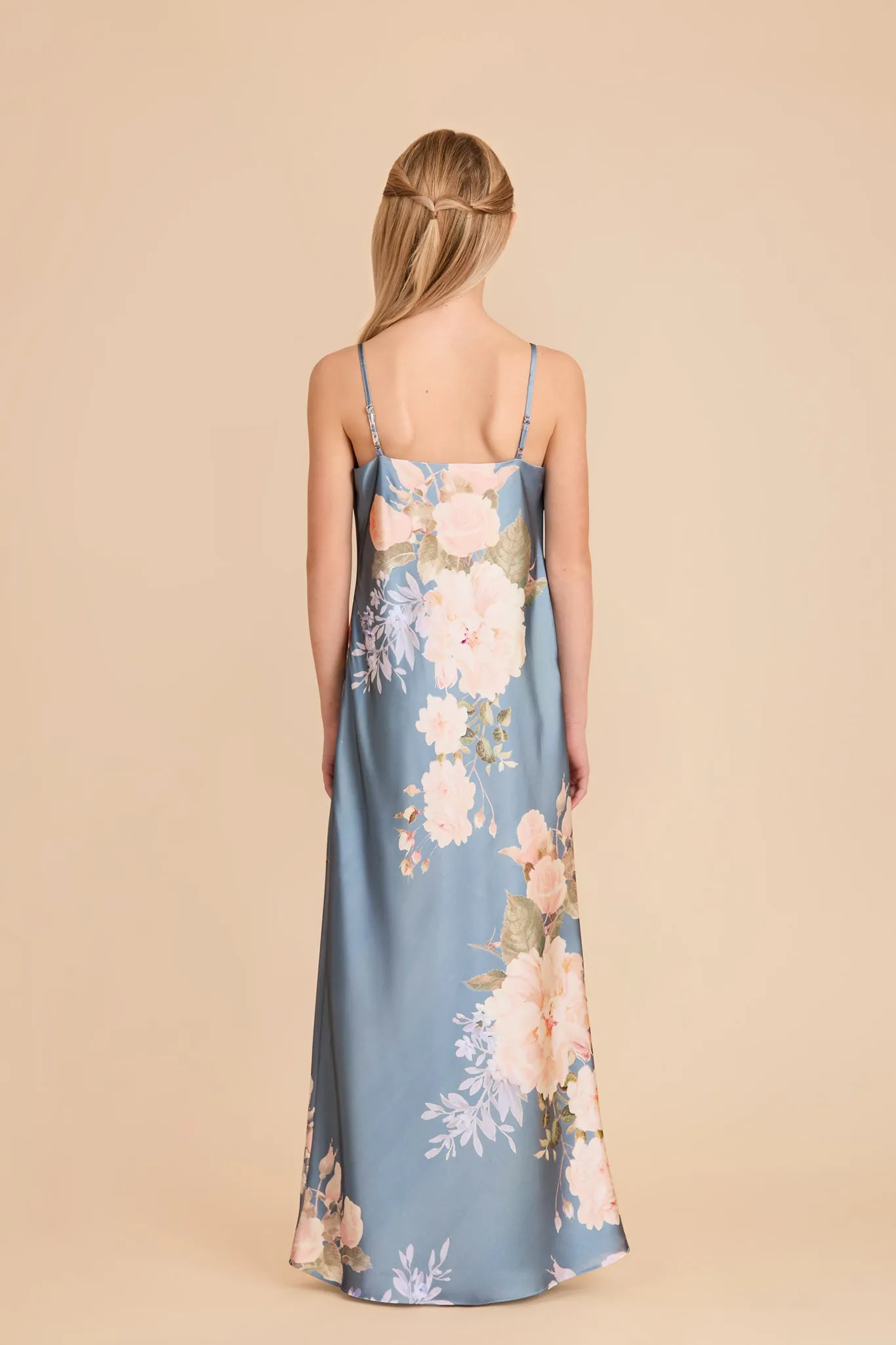 Elisa Junior Matte Satin Dress - Dusty Blue Romantic Bouquet sold by Birdy Grey product image thumbnail 4