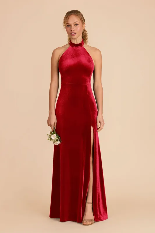 Daphne Velvet Dress - Ruby Red sold by Birdy Grey