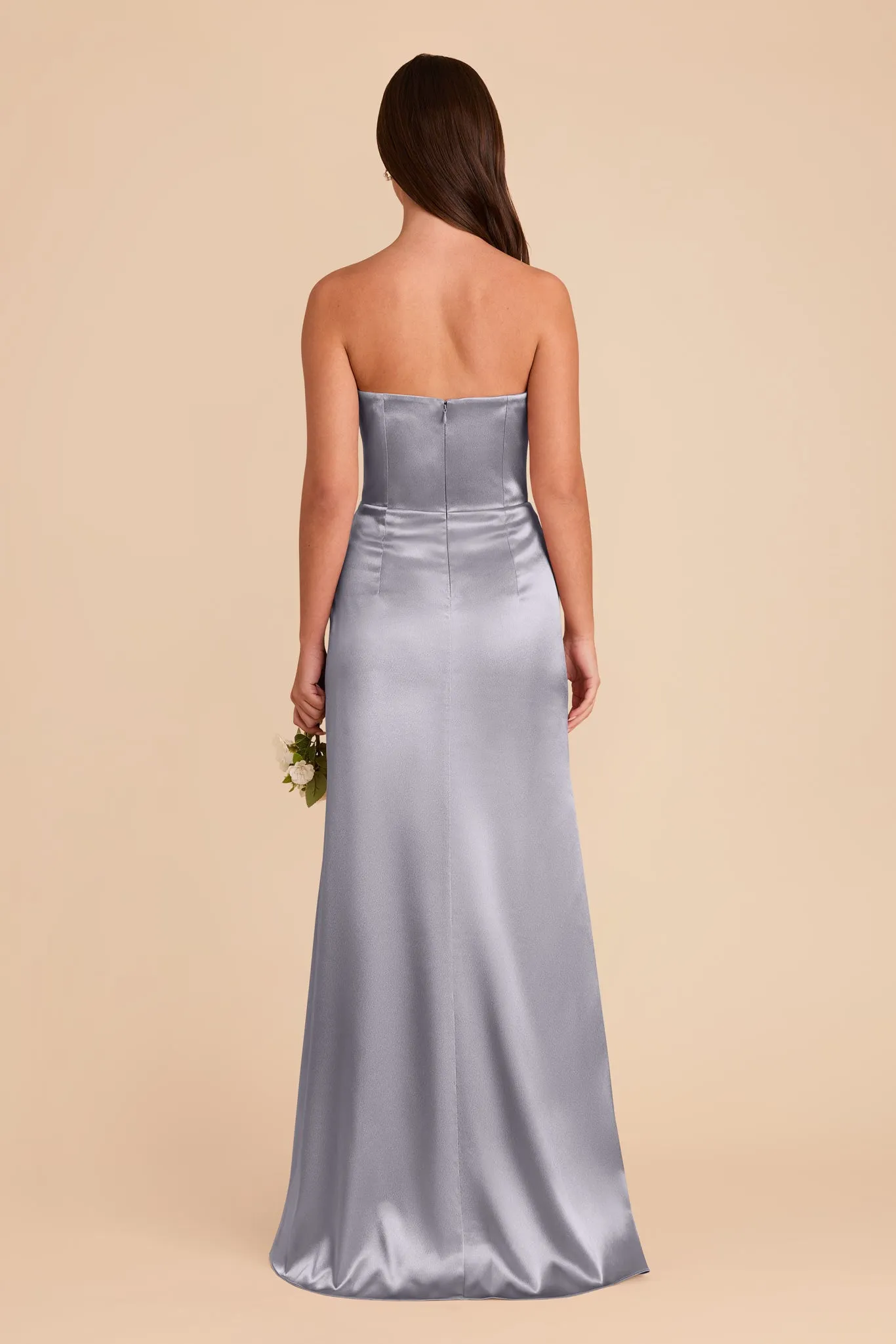 Anne Shiny Satin Dress - Dusty Blue sold by Birdy Grey product image thumbnail 5