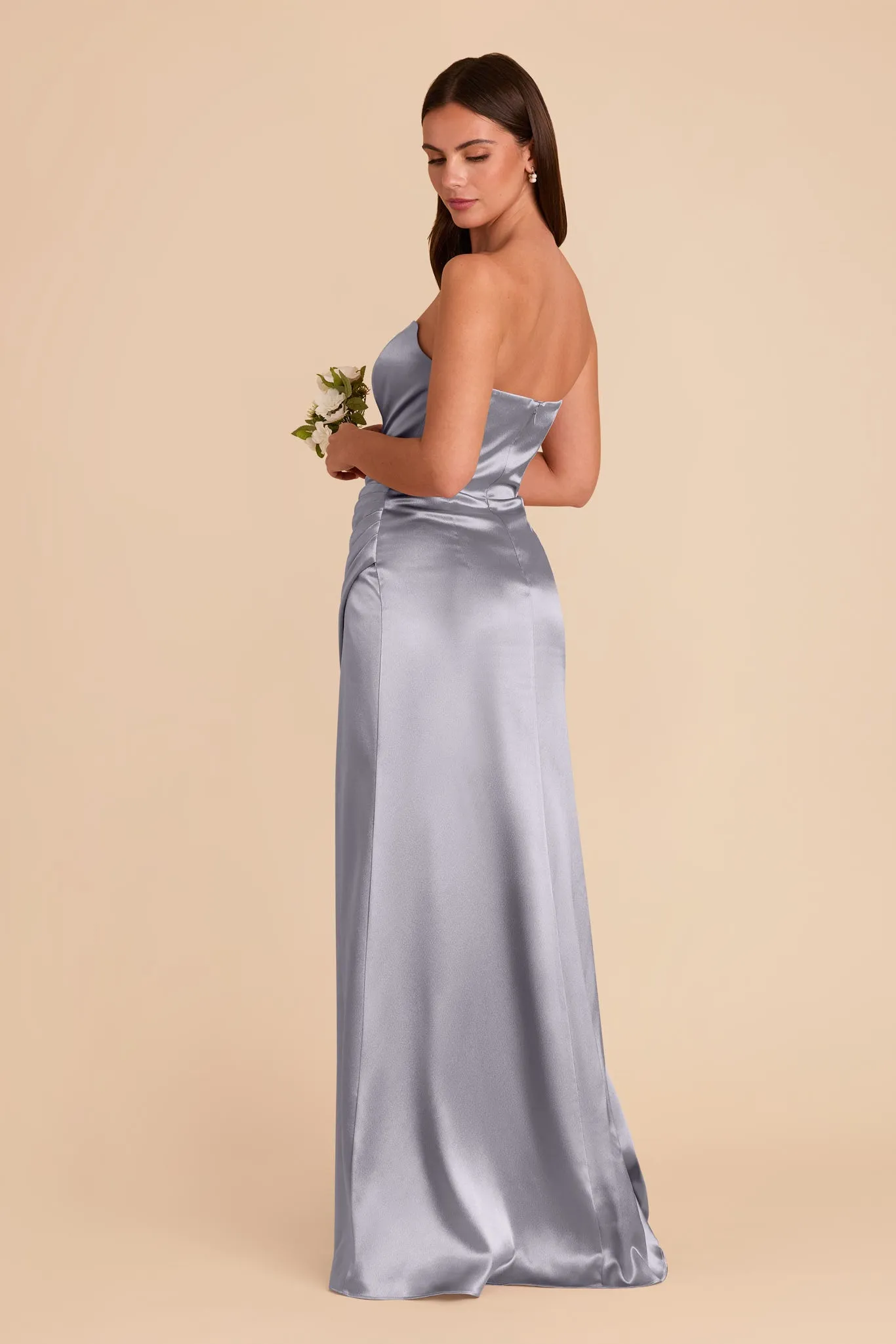Anne Shiny Satin Dress - Dusty Blue sold by Birdy Grey product image thumbnail 4