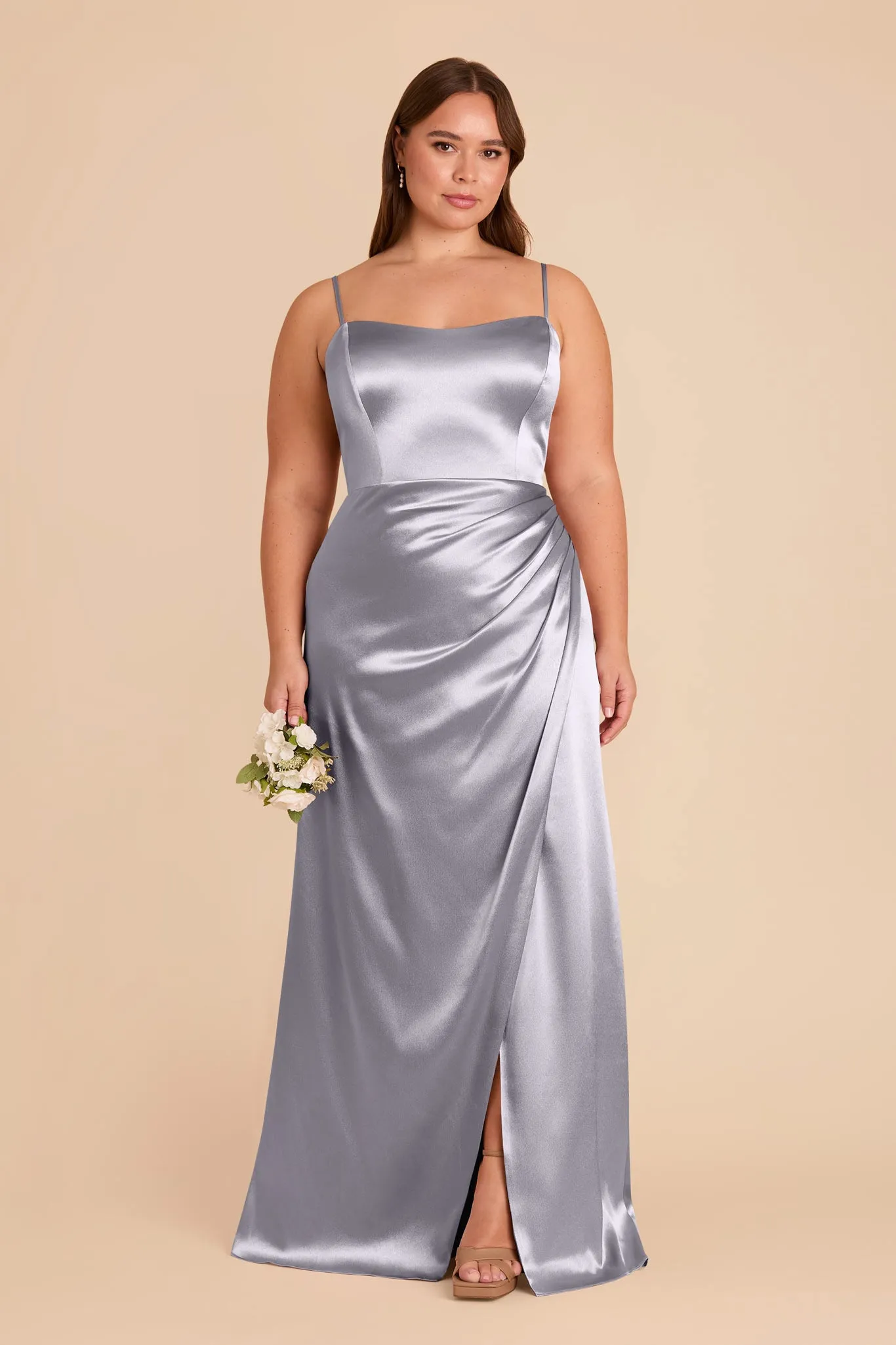 Anne Shiny Satin Dress - Dusty Blue sold by Birdy Grey product image thumbnail 2