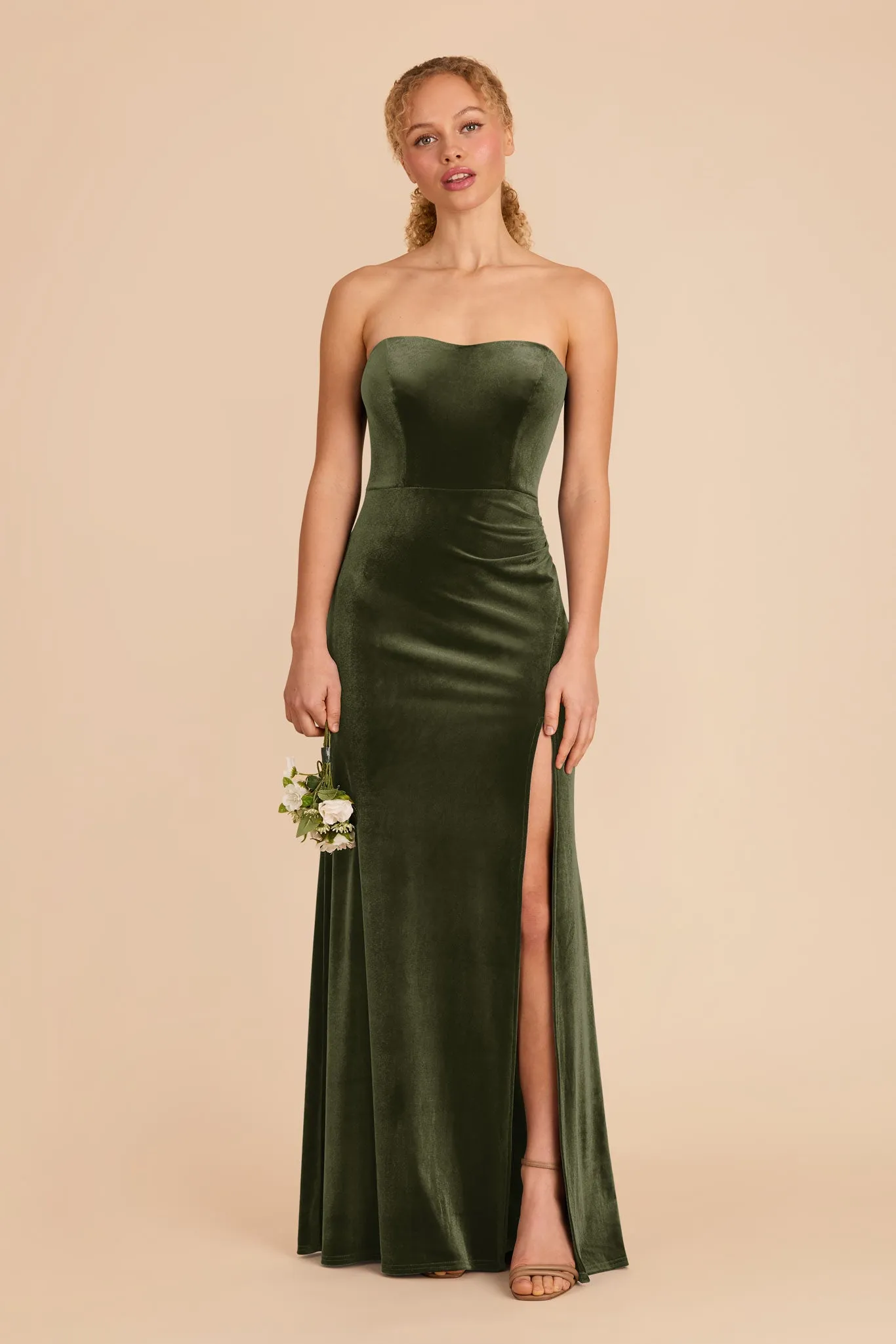 Anne Velvet Dress - Olive sold by Birdy Grey product image thumbnail 3