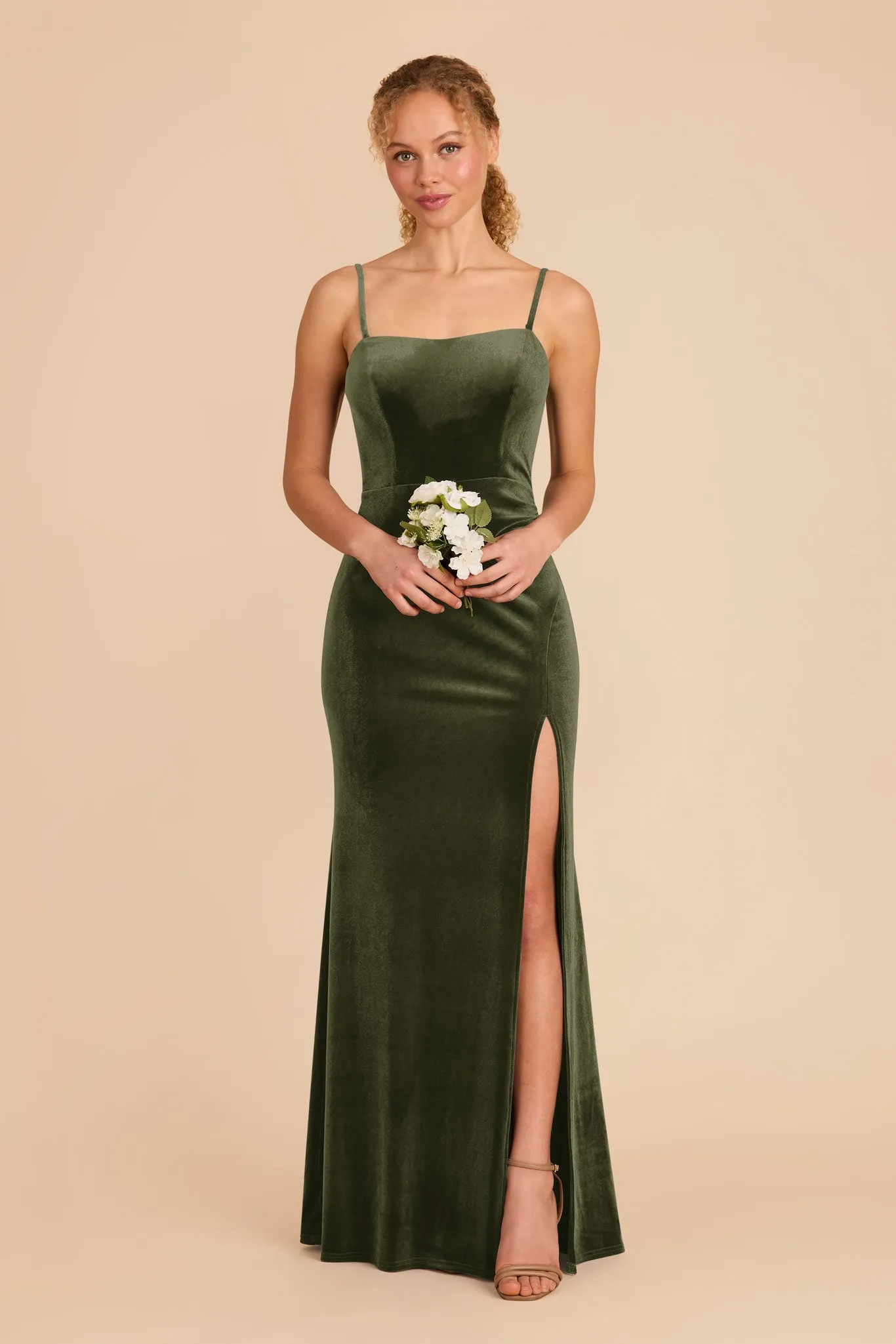 Anne Velvet Dress - Olive sold by Birdy Grey