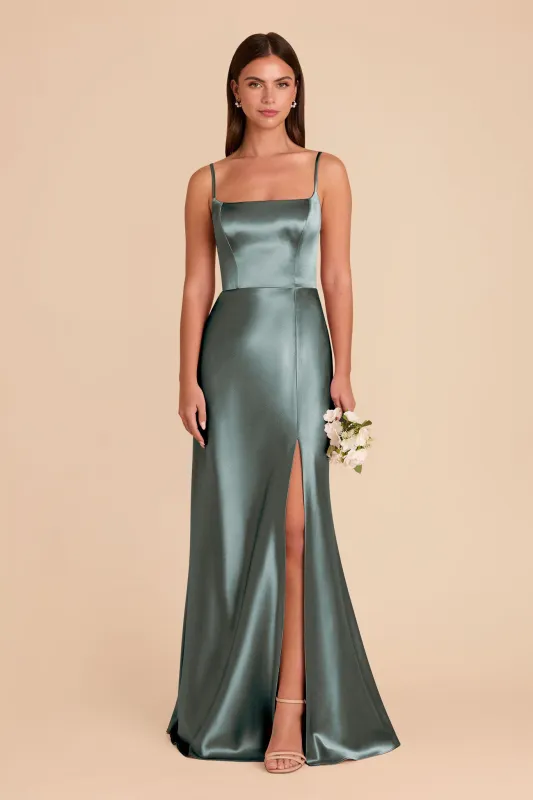 Mai Shiny Satin Dress - Sea Glass sold by Birdy Grey