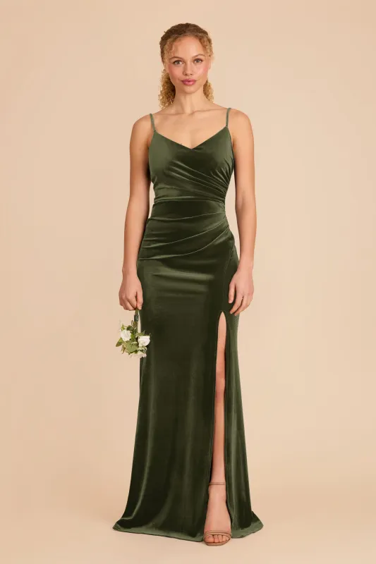 Catherine Velvet Dress - Olive sold by Birdy Grey