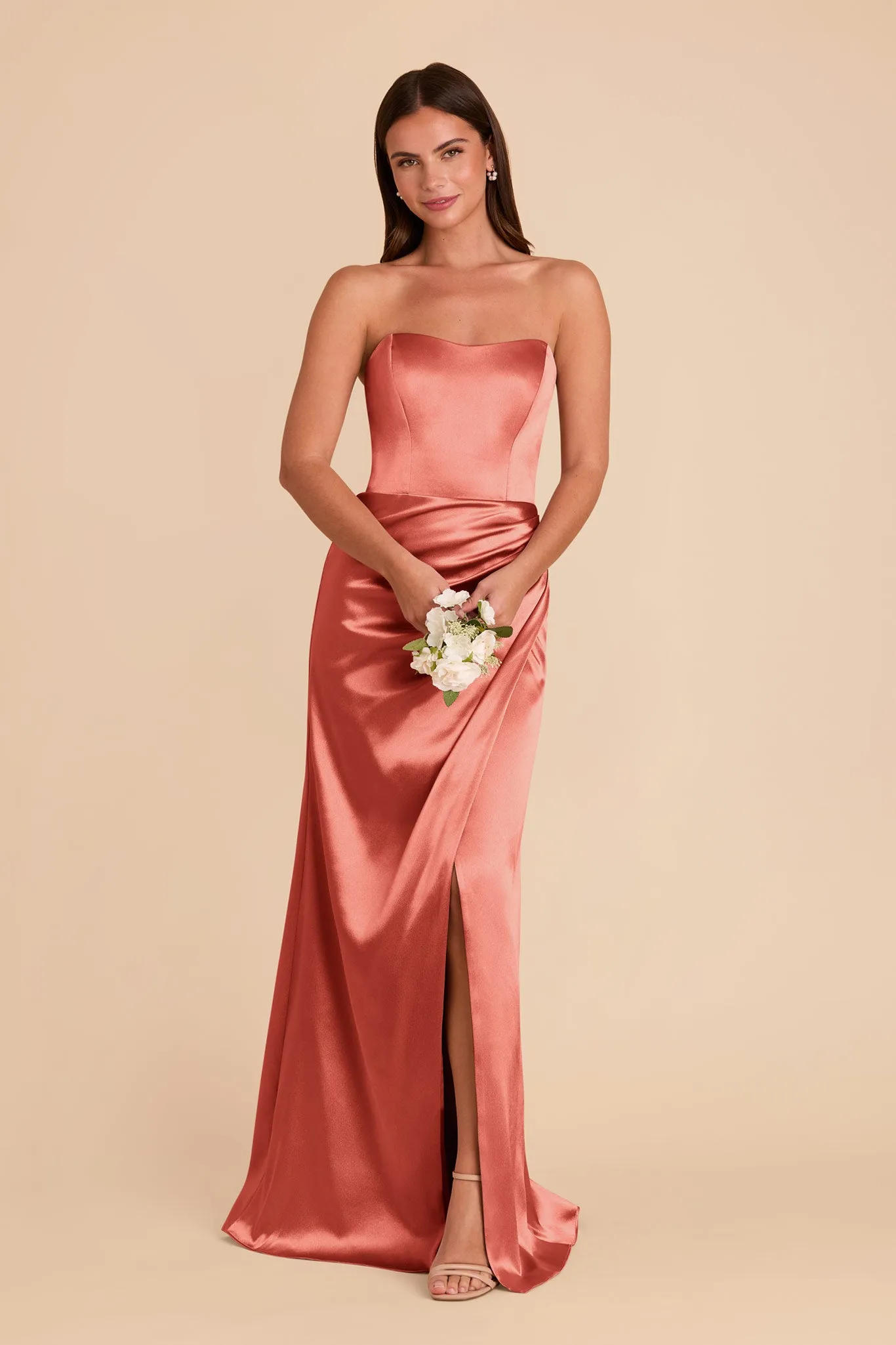 Anne Shiny Satin Dress - Terracotta sold by Birdy Grey product image thumbnail 3
