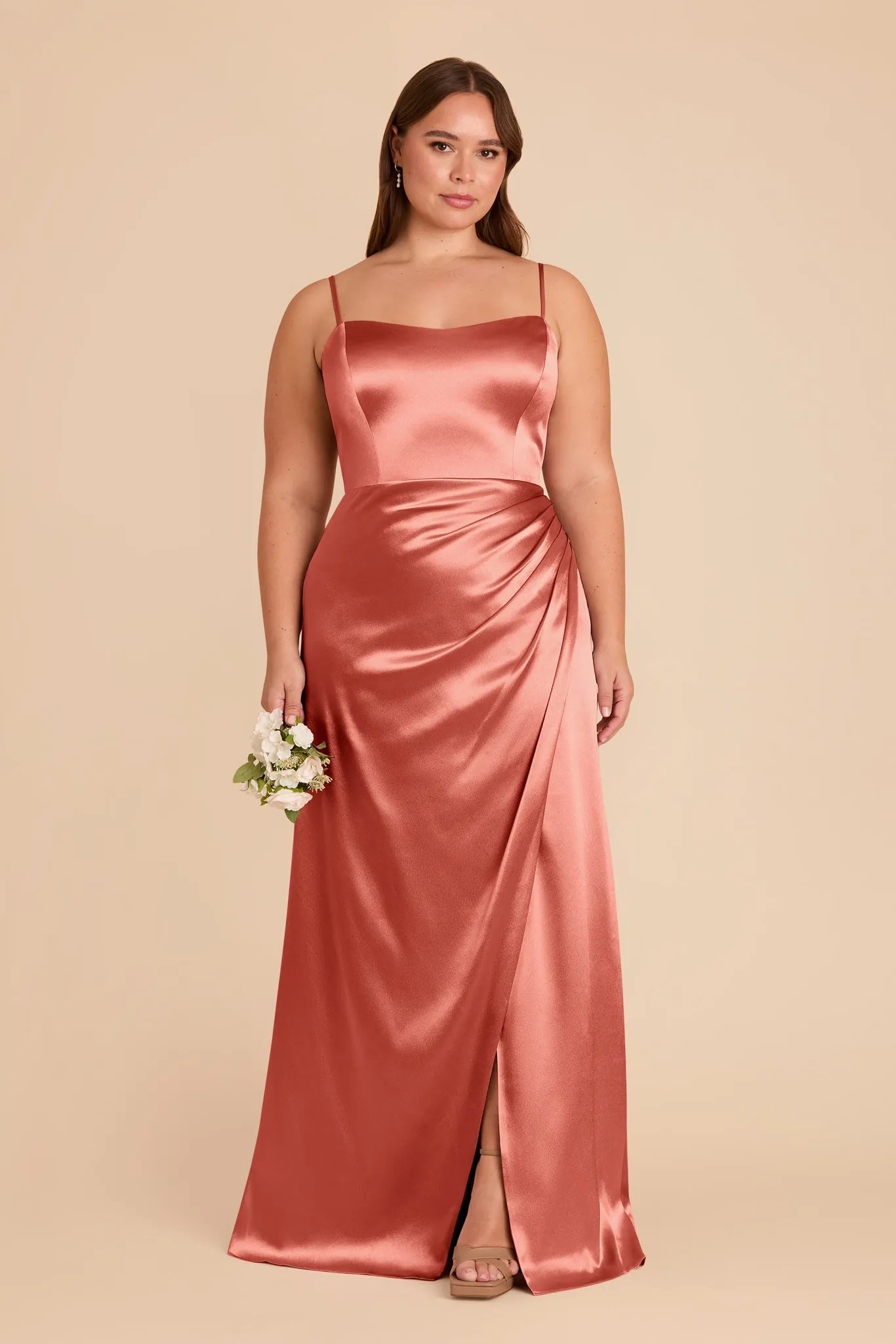Anne Shiny Satin Dress - Terracotta sold by Birdy Grey product image thumbnail 2