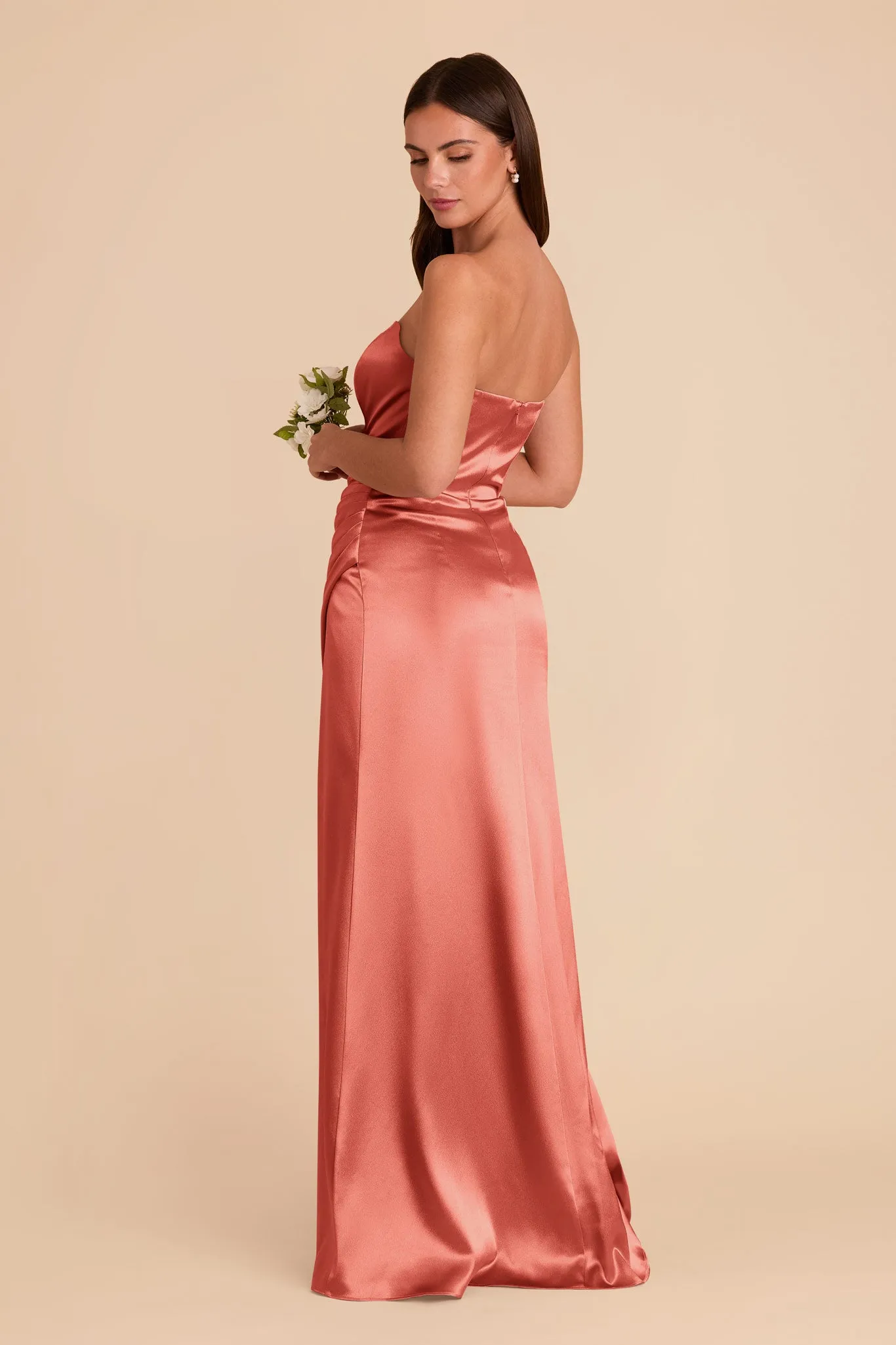 Anne Shiny Satin Dress - Terracotta sold by Birdy Grey product image thumbnail 4