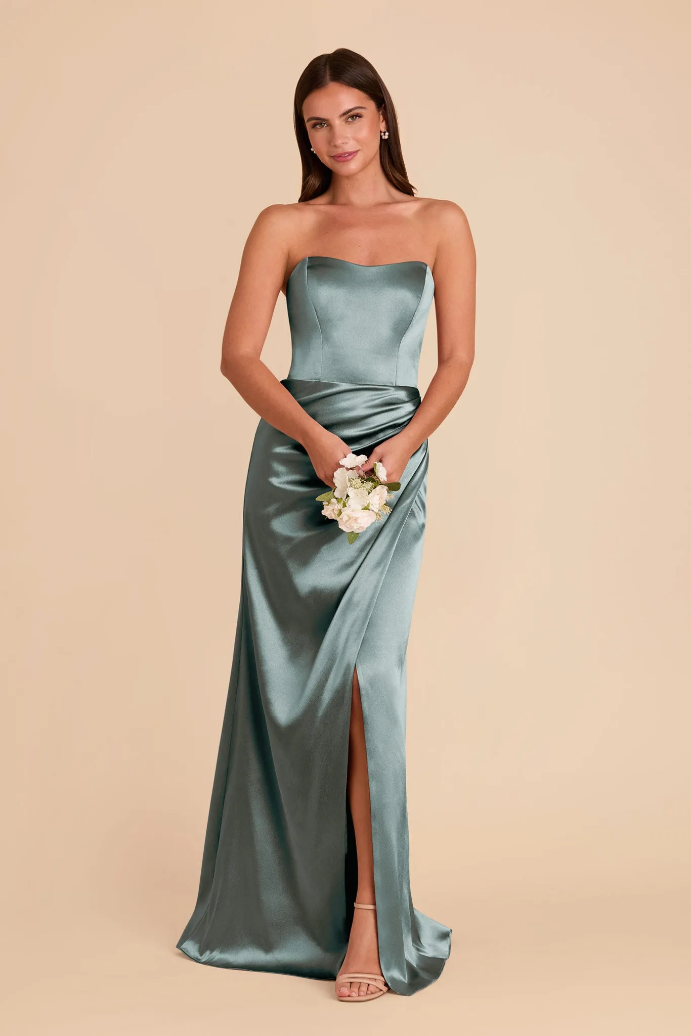 Anne Shiny Satin Dress - Sea Glass sold by Birdy Grey product image thumbnail 3