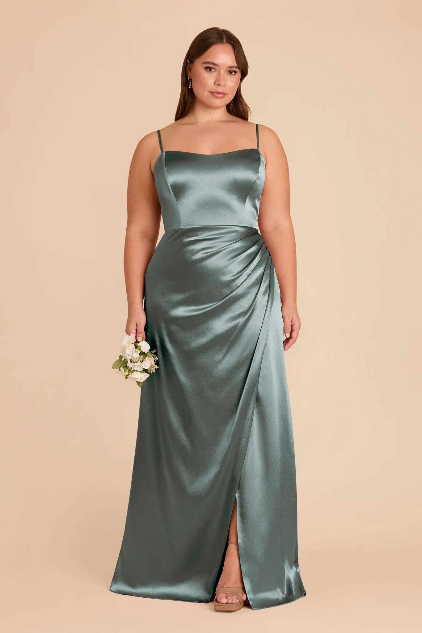 Anne Shiny Satin Dress - Sea Glass sold by Birdy Grey product image thumbnail 2