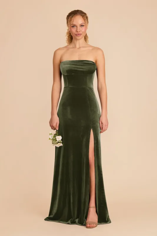 Mia Velvet Convertible Dress - Olive sold by Birdy Grey