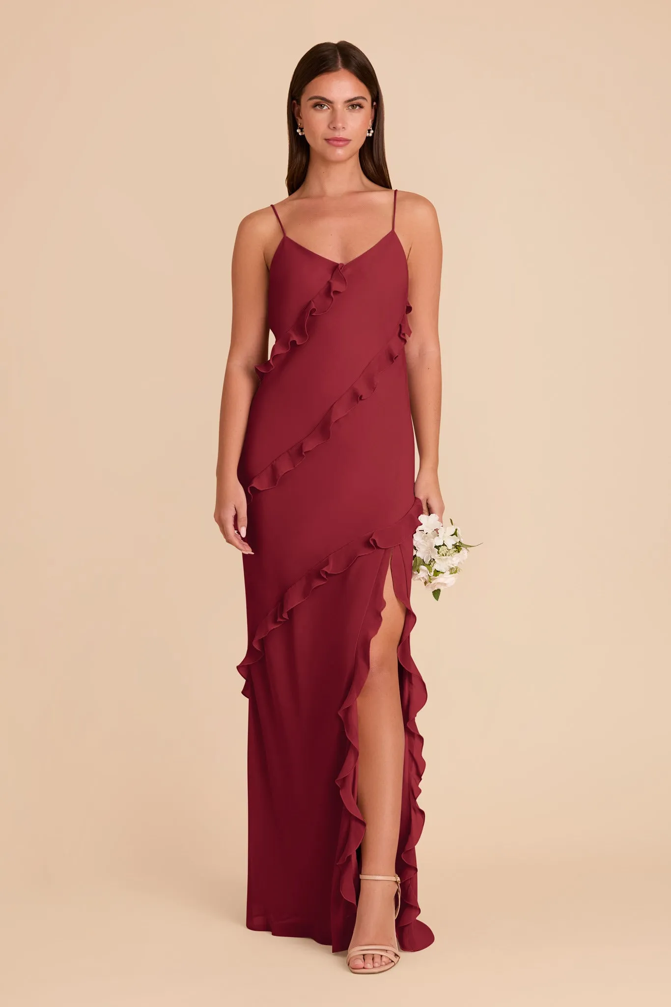 Valentina Chiffon Dress - Burgundy sold by Birdy Grey
