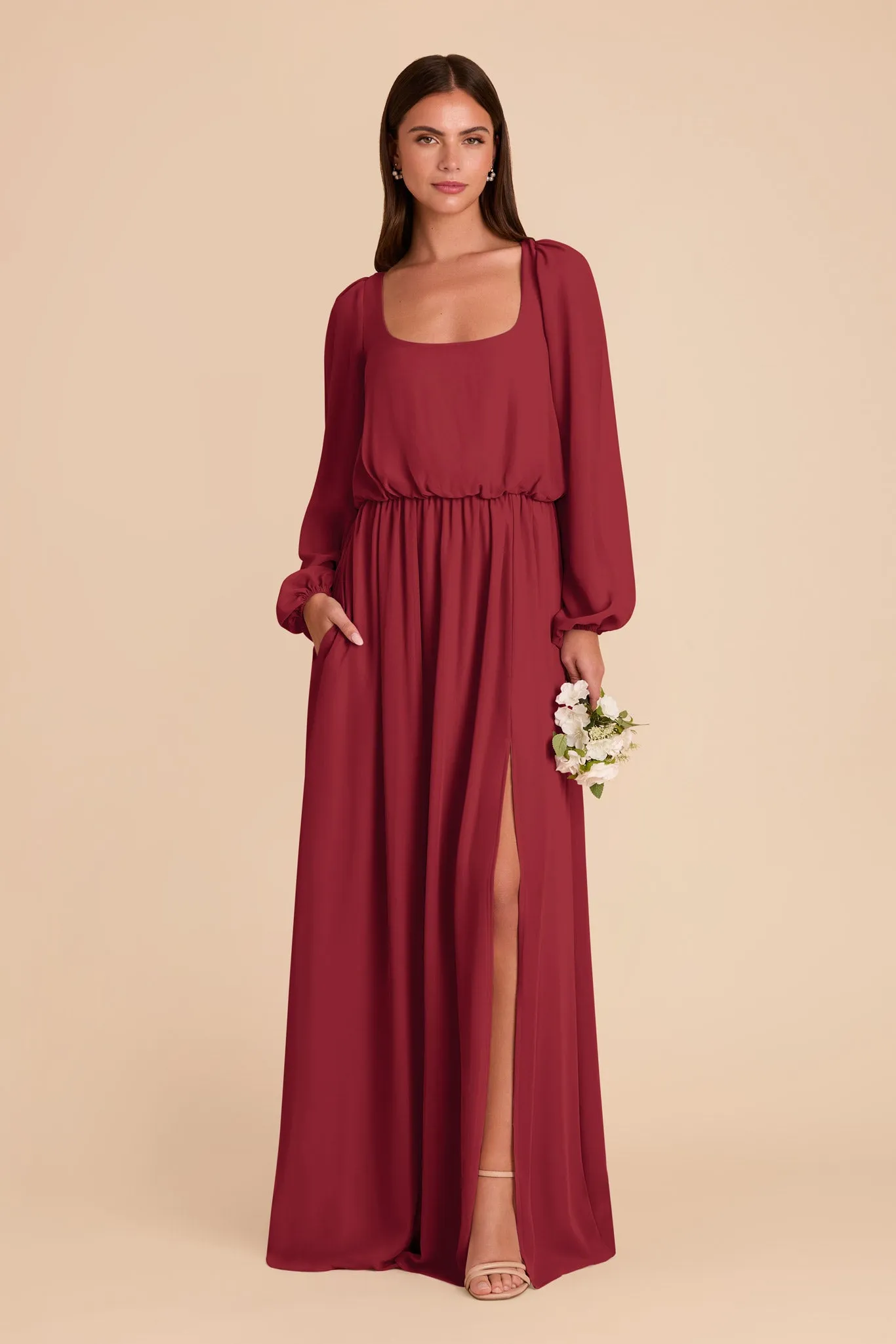 Eloise Chiffon Dress - Burgundy sold by Birdy Grey