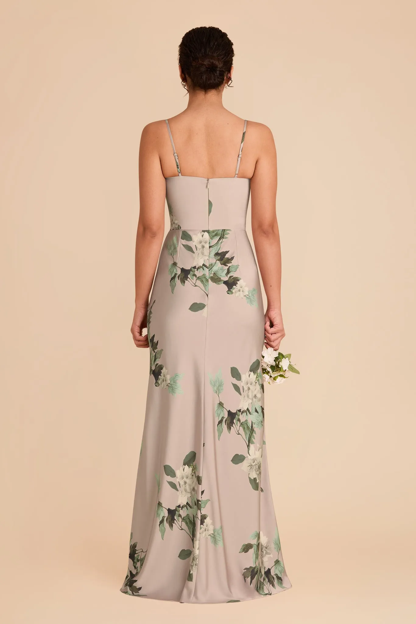 Mai Matte Satin Dress - Latte Camellia Blooms sold by Birdy Grey product image thumbnail 4