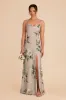 Lisa Long Matte Satin Dress - Latte Camellia Blooms sold by Birdy Grey